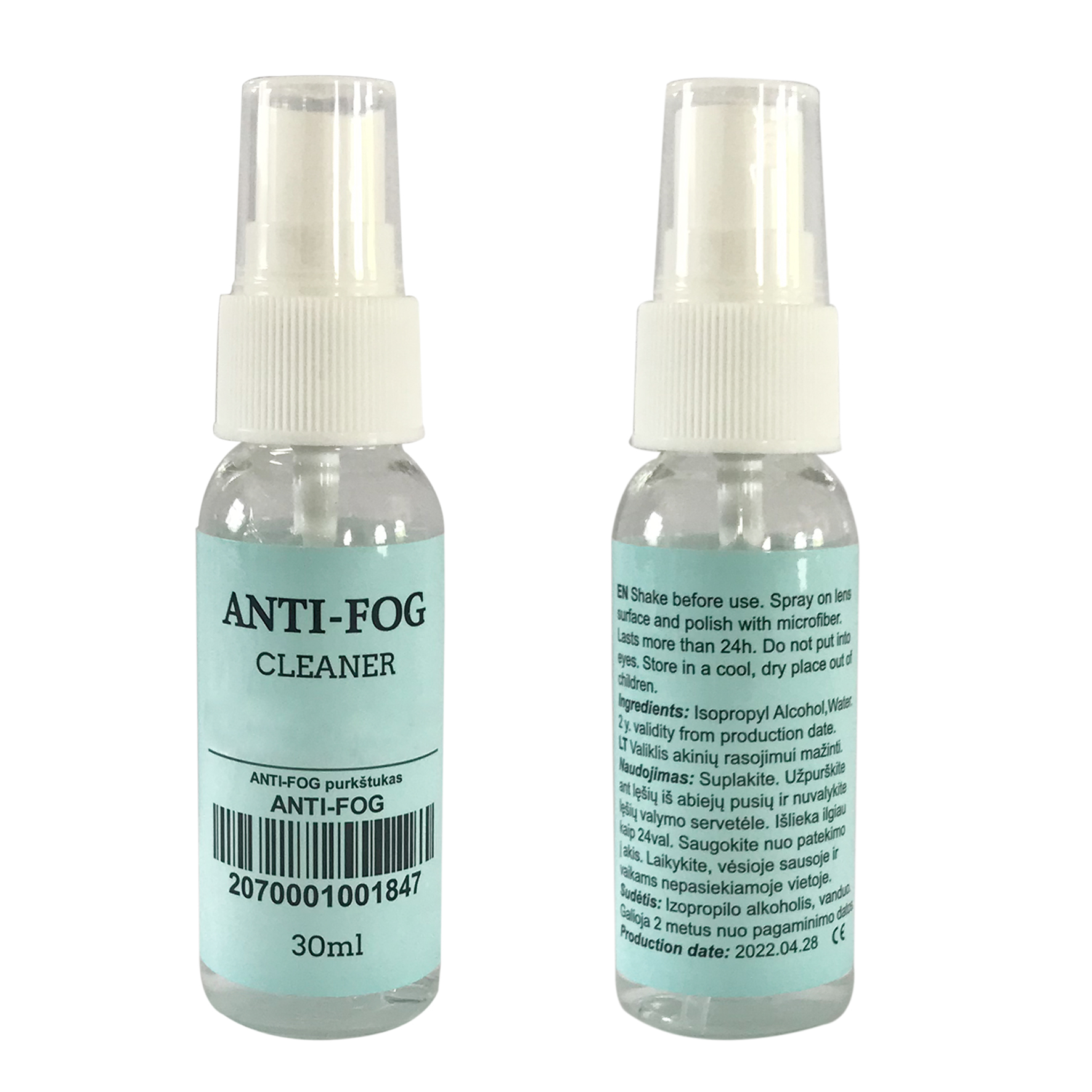 Aerosol líquido de limpieza de lentes antivaho